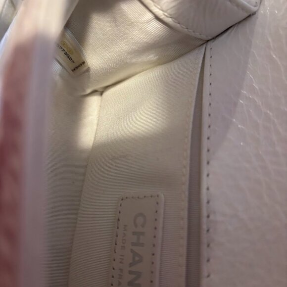 CHANEL Lambskin Quilted White Mini Boy Flap Silver Hardware with Dust Bag - Picture 3 of 16